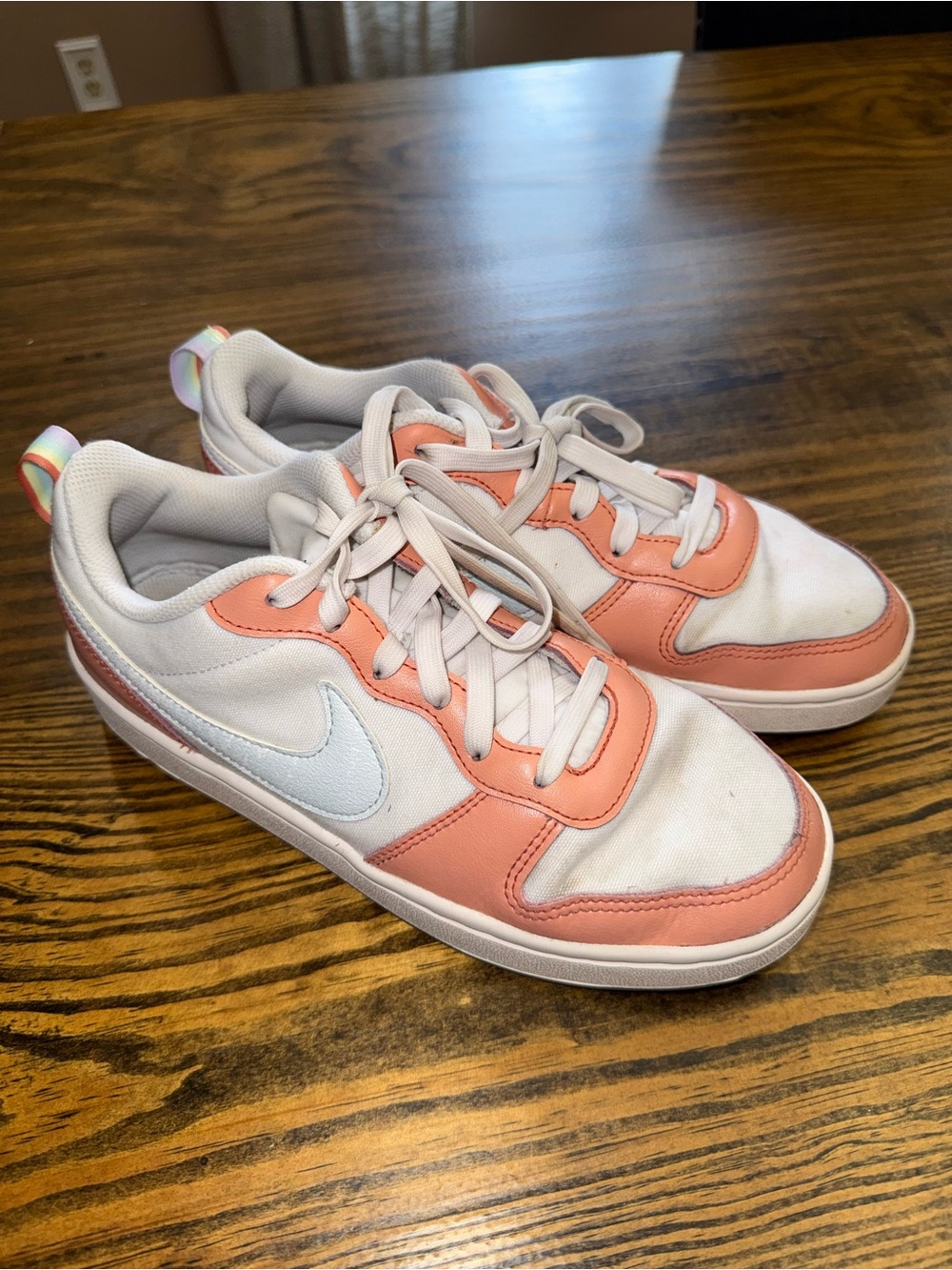 Nike Women's White and Coral Pink Low-Top Sneakers